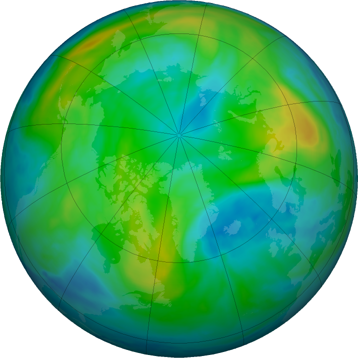 Arctic ozone map for 03 November 2024